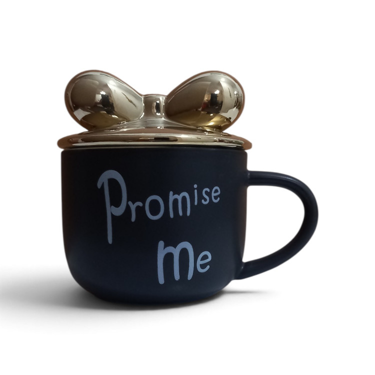 ماگ سرامیکی مشکی Promise Me | دربدار با طرح پاپیون طلایی